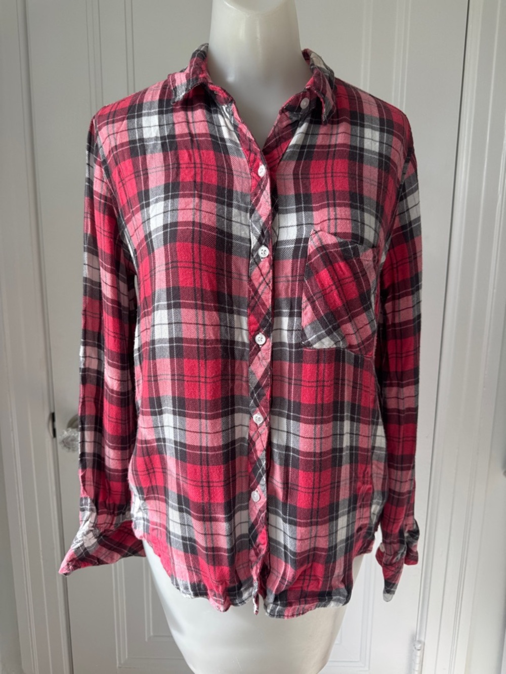Rails XS Red and Black Plaid Button-Down Shirt